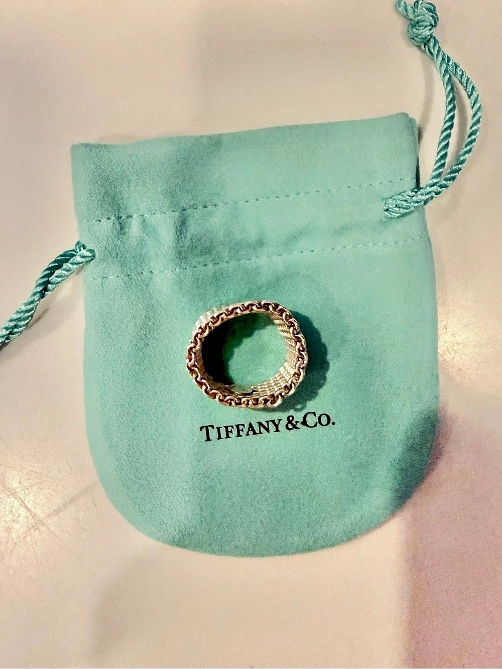 Tiffany & Co. Somerset Mesh Band Ring. Sterling Silver US 7
